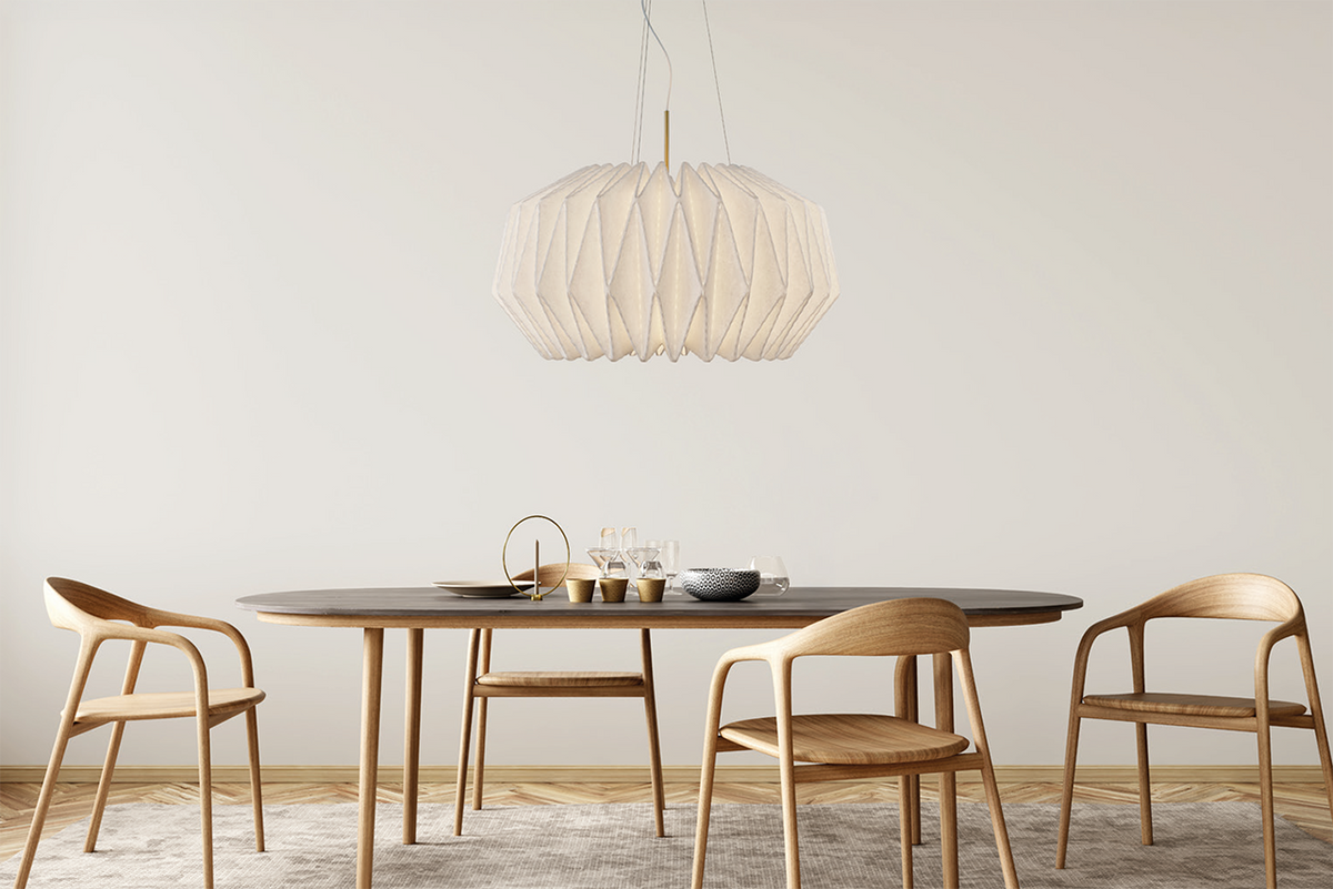 LE KLINT Modell 164 Softly Pleated I XL pendel Ø94 cm i interiør