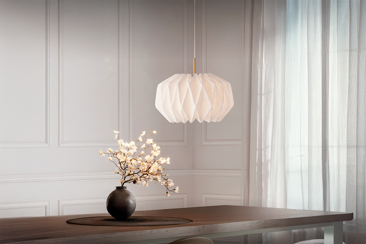 LE KLINT Modell 164 Softly Pleated I pendel i interiør