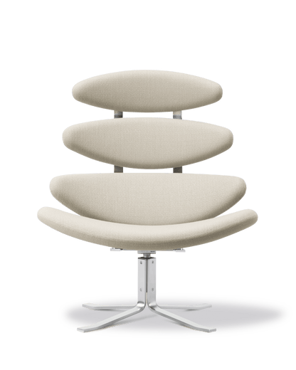 Fredericia Corona Chair loungestol med dreiefot. Velg tekstil og understell