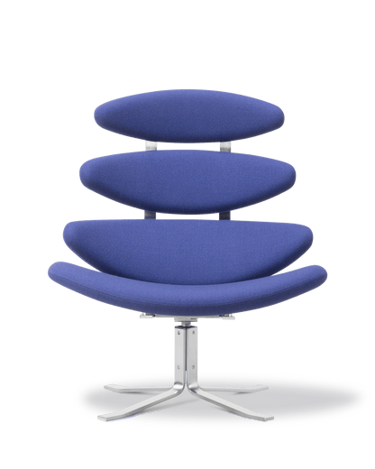 Fredericia Corona Chair loungestol med dreiefot. Velg tekstil og understell