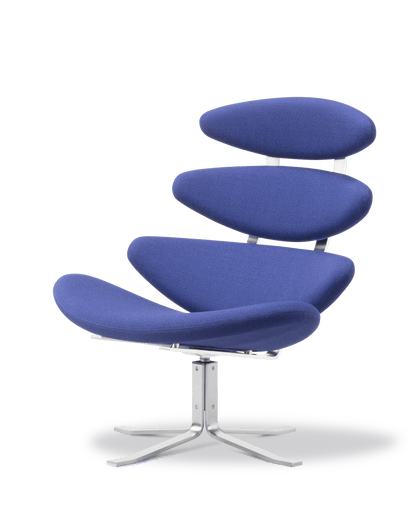 Fredericia Corona Chair loungestol med dreiefot. Velg tekstil og understell