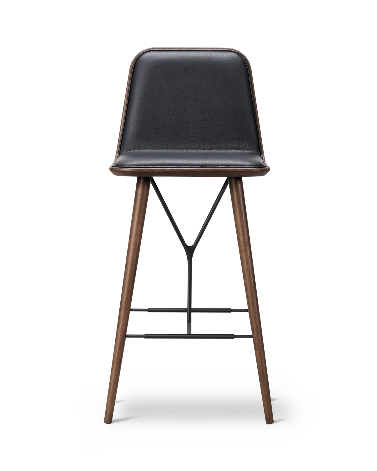 Fredericia Spine Wood Barstool forsidepolstret. Velg tekstil og treverk