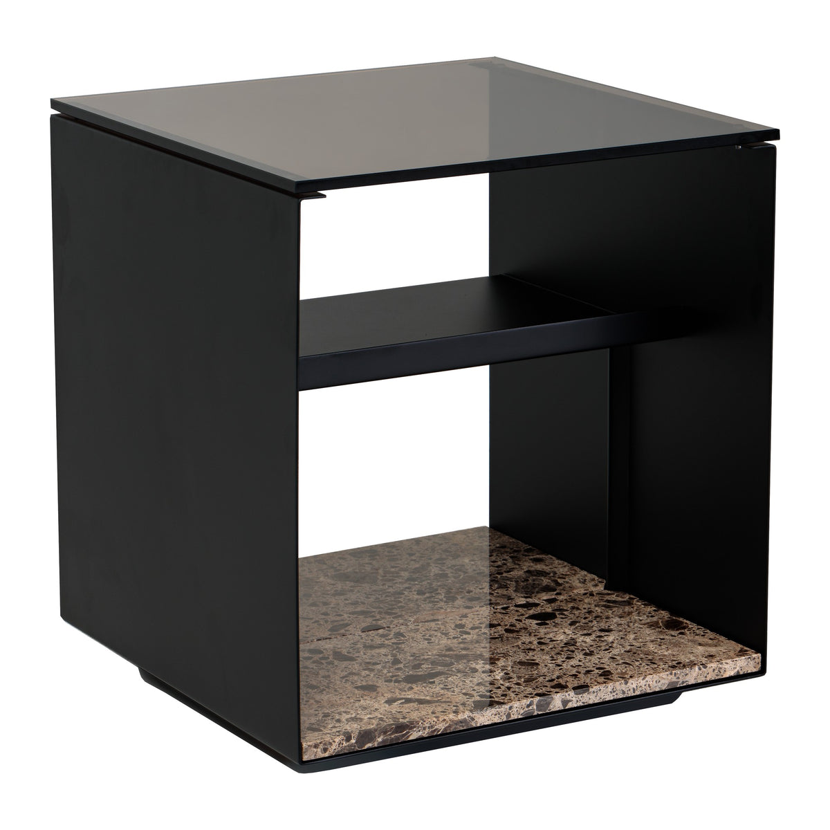 Wendelbo Expose sidebord, brunt glass og Dark Emperador-marmor