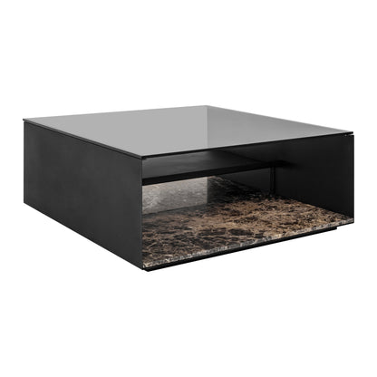 Wendelbo Expose sofabord Large, brunt glass og Dark Emperador-marmor