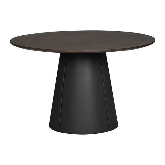 Wendelbo Trim spisebord Ø120 cm i mørkbrunbeiset eik med svart understell
