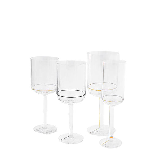 HAY Colour Red Wine Glass with Gold Lines